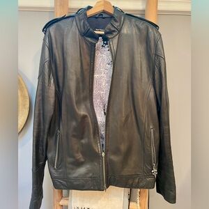 Royal Underground Black Leather Bomber Jacket